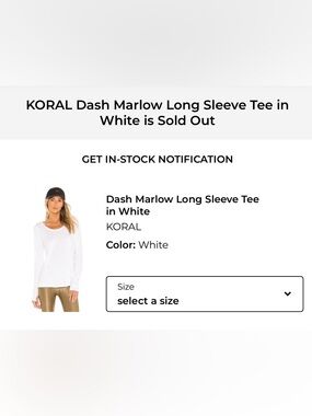 Koral Dash Marlow Long Sleeve Tee White Size Small
